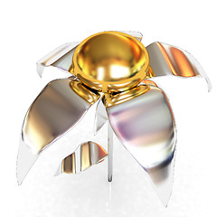 Image showing Chrome flower with a gold head 