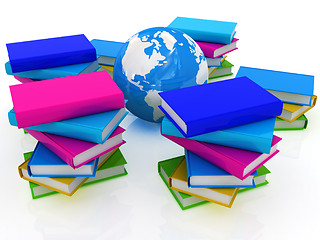 Image showing Colorful books and earth