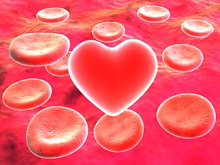 Image showing Heart in red blood cells