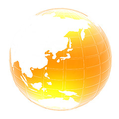 Image showing Yellow 3d globe icon with highlights 