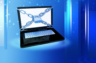 Image showing Laptop on a blue fantasy background