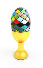 Image showing Easter egg on gold egg cups