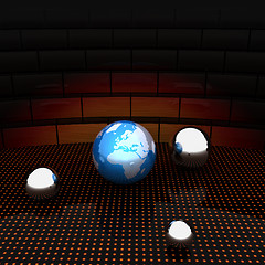 Image showing Earth and ball on light path to infinity