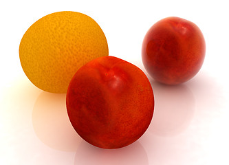 Image showing fresh peaches and mandarin