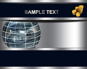 Image showing Abstract business background with sphere from dollar