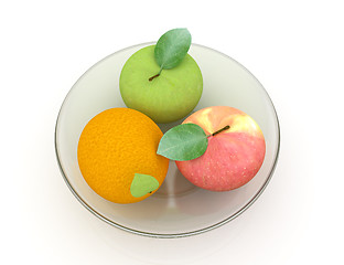 Image showing Citrus and apple on a plate