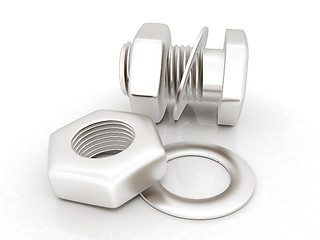 Image showing stainless steel bolts with a nuts and washers