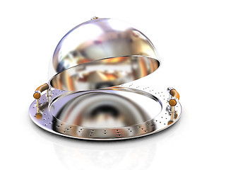 Image showing Metall glossy salver dish under cover 