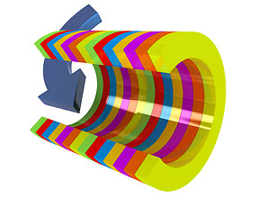 Image showing 3d colorful abstract cut pipe and arrow 