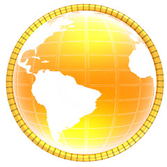 Image showing Yellow 3d globe icon with highlights 