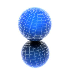 Image showing Abstract 3d sphere with blue mosaic design