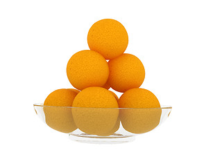 Image showing Oranges on a glass plate