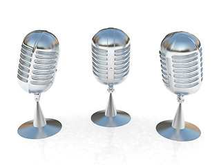 Image showing 3 metal microphones