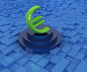 Image showing Euro sign on podium. 3D icon on urban background 