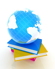 Image showing Colorful books and earth