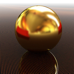 Image showing Gold ball on light path to infinity