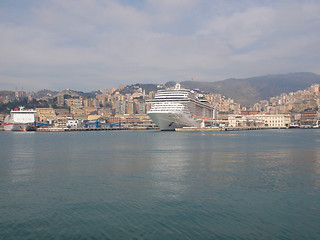 Image showing View of Genoa Italy from the sea