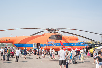 Image showing People explore the MI-6A helicopter