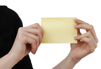 Image showing Woman and post it