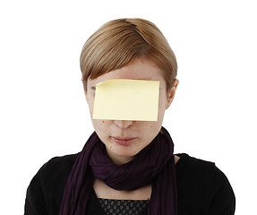 Image showing Woman and post it