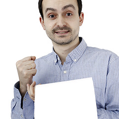 Image showing Man holding a paper