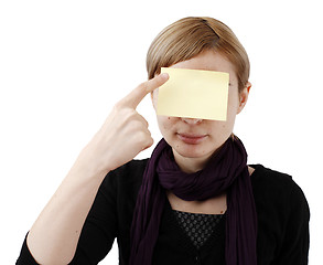 Image showing Woman and post it