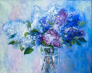 Image showing bouquet of lilac in a glass vase