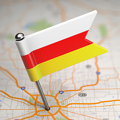 Image showing South Ossetia Small Flag on a Map Background.