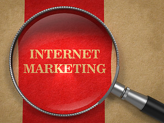 Image showing Internet Marketing. Magnifying Glass on Old Paper.