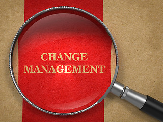 Image showing Change Management. Magnifying Glass on Old Paper.