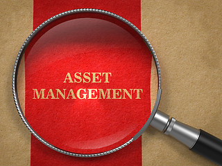 Image showing Asset Management. Magnifying Glass on Old Paper.