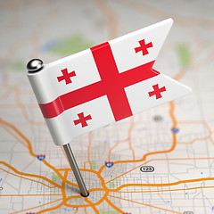 Image showing Georgia Small Flag on a Map Background.