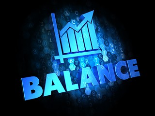 Image showing Balance - Blue Text on Digital background. Growth Concept.