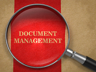 Image showing Document Management. Magnifying Glass on Old Paper.