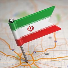 Image showing Iran Small Flag on a Map Background.