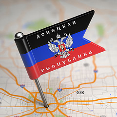 Image showing Donetsk People's Republic Small Flag on a Map Background.