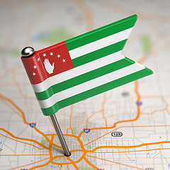 Image showing Abkhazia Small Flag on a Map Background.