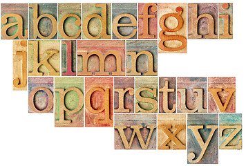 Image showing alphabet in letterpress  wood type