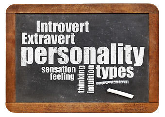 Image showing personality types on blackboard