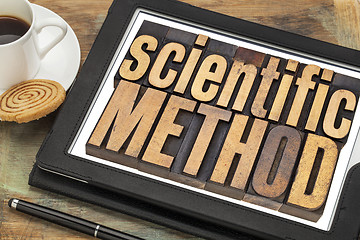 Image showing scientific method on digital tablet