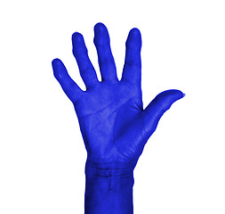 Image showing Hand symbol, saying five, saying hello or saying stop