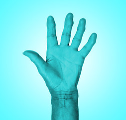 Image showing Hand symbol, saying five, saying hello or saying stop