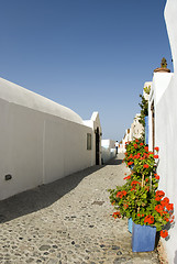 Image showing street scene with flowers greek islands