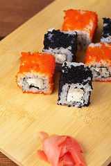 Image showing tobico sushi rolls