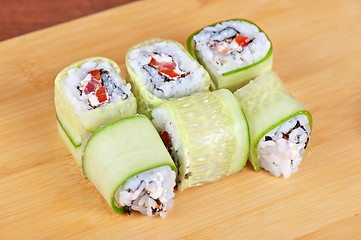 Image showing cucumber sushi rolls