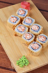 Image showing cream cheese and tobico sushi roll