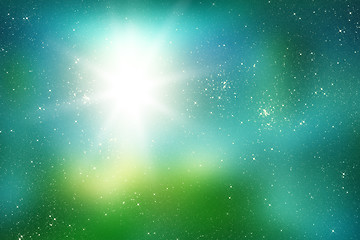 Image showing Starry glitter background with bright sunlight