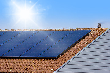 Image showing Solar panel on a rooftop