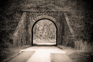 Image showing Road going through an old viaduct