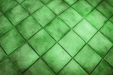 Image showing Background surface of green tiles